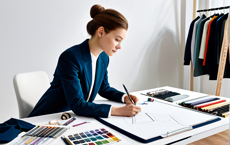 Fashion Design Inspiration**

"A fashion designer in a bright, modern studio, sketching designs on a large pad, surrounded by fabric swatches and mood boards, fully clothed in stylish, professional attire, safe for work, appropriate content, perfect anatomy, natural proportions, dynamic composition, high-resolution, professional, modest, family-friendly."

**
