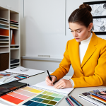 패션디자인과 패션아이템 기획 - Trend Research & Inspiration**

"A fashion designer in a bright, modern studio, surrounded by mood b...