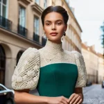 패션디자인 역사 - **A Modern Interpretation of Historical Elegance:** A stylish young woman, embodying a blend of hist...