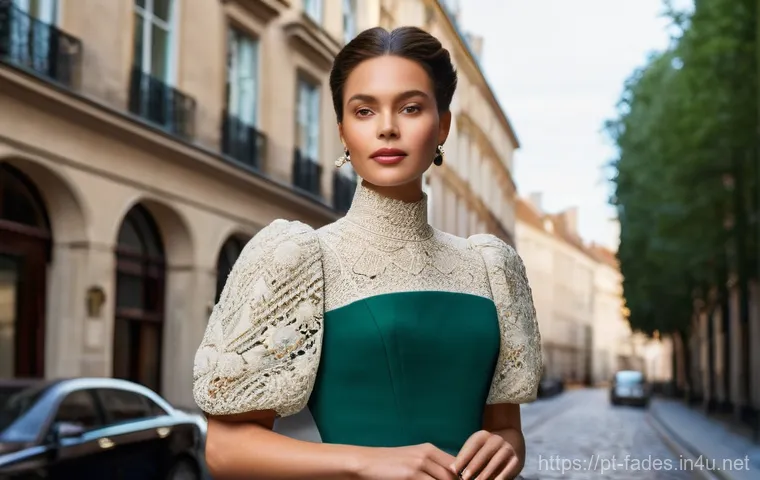 패션디자인 역사 - **A Modern Interpretation of Historical Elegance:** A stylish young woman, embodying a blend of hist...